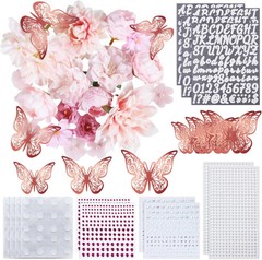Graduation Cap Decorations Kit, 18PCS Artificial Silk Flowers with 3D Gold Butte