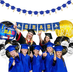 2026 Blue Glitter Graduation Decoration Hats Banners with Tassel Class of 2026 G