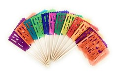 Set of 24 Pcs Multi-Colored Mini Mexican Paper Papel Picado Tissue Banner Fla…