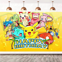 Pokemon Pikachu Theme Birthday Party Backdrop Decor 5x3ft Banner Decoration
