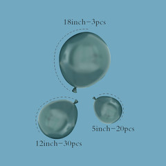 Slate Blue Balloons Happy Birthday Decoration 53Pcs 5Inch/12Inch/18Inch Assorted
