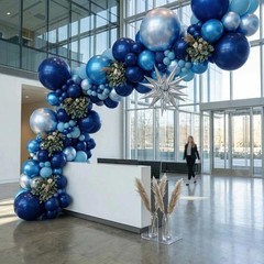Navy Royal Blue Balloon Arch Kit Double Stuffed Metallic Blue Balloon Garland…