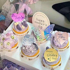 40Pcs Happy Mother’s Day Cupcake Topper Acrylic Cake Disc Heart Round Cake To…