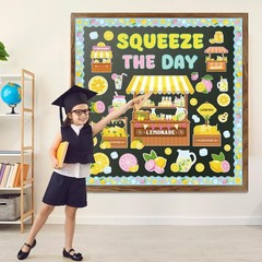 Lemon Bulletin Board Decorations Lemonade Stand Squeeze The Day Cutouts Set