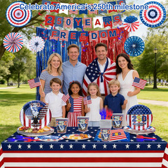138Pcs 250Th Anniversary Party Decoration, USA 4Th of July Decoration Sets Inclu