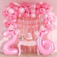 Pink 1 Balloon Number Birthday Decorations for Girls, 40 inches,