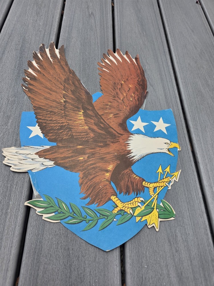 Vtg Beistle Patriotic Bald Eagle Die Cut Wall Decoration USA 17.5″ c1970s b27