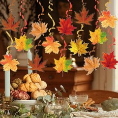 30 PCS PreAssembled Fall Maple Leaves Ceiling Hanging Swirls Party Decorations