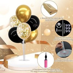 4 Set Black Gold Balloon Centerpieces for Table,Balloons Stand Kit for Black …
