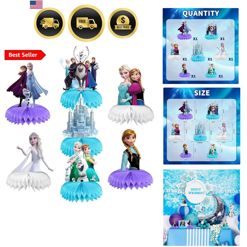 For Frozen Birthday Party Supplies, 7Pcs Honeycomb Centerpieces for FrozenPar…