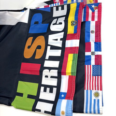 Hispanic Heritage Month Flag Banner Backdrop 71 X 43” Tree with flags & Border