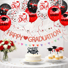 Graduation Decorations 2026 – Graduation Balloons 62Pcs 12 Inch Red Black White