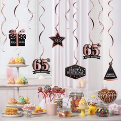 LINGTEER Happy 65th Birthday Decorations – 12Pcs 65th, Rose Gold