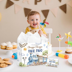 Chugga Chugga Two Two Party Decorations – Train 2Nd Birthday Gift Bag with Wrapp