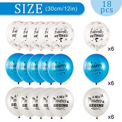 18 Pcs Happy Retirement Balloons With Pattern 12 Inch Blue and White Retireme…