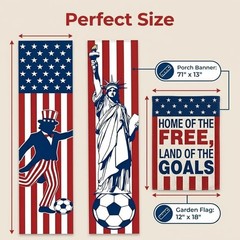 Weather-Resistant Independence Day Decor – Soccer Theme Flags & Banners