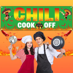 Chili Cook off Decorations Banner 71 X 24 Inches Green Hot Pepper Contest Banner