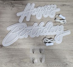 Happy Birthday Warm White Integrative Neon Sign for Any Age Birthday Party