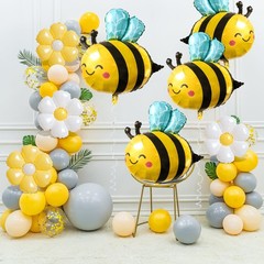 8 Pcs Bee and Daisy Balloons Set – 4 Bumble Bee & 4 Flower Mylar Foil Balloon…