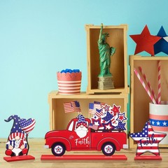 6 Pieces Patriotic Table Decor Memorial Day Table Decorations Wooden Gnome Fr…