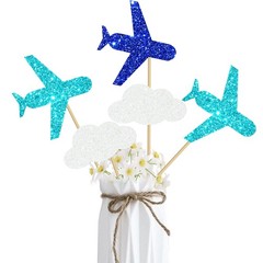 Glitter Airplane Party Centerpiece Sticks 12 PCS Table Toppers Aviator Decor