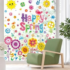 8 Sheets Spring Flowers Window Clings, Happy Spring Flower Bird Stickers Colorfu