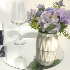 16Pack Round Mirror Plates Centerpieces 10inch Acrylic Mirror Trays Flat Circle
