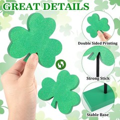 3 Pieces St. Patrick’s Day Table Decorations Wooden Set, Irish-themed Green L…