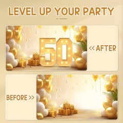 White 3FT Number 50 with Lights, Birthday Decorations