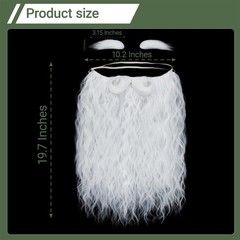 White Long Fake Mustache Beard and Eyebrows for Men Classic Costume Facial Ha…