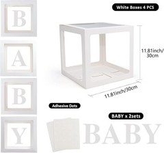 Baby Boxes with Letters 4 Transparent Balloon for Gender Reveal Birthday