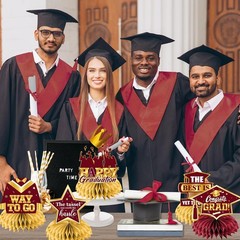 Maroon and Gold Graduation Decorations 2026,12Pcs Maroon Graduation Table Decora