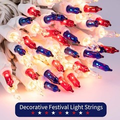 Waterproof Patriotic String Lights – 100 Incandescent Bulbs for Parties