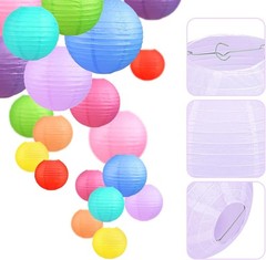 20PCS Colorful Paper Lanterns with Lights, Multicolor (Size 6» 8» 10» 12») C