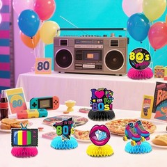 10 Pcs 80s Party Decorations, 1980s Table Honeycomb Centerpieces Back to the …