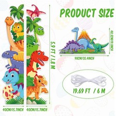 3 Pcs Dinosaur Door Banner Decorations Dino Themed Porch Sign Hanging Banners…
