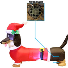 5Ft Long Wiener Dog Dachshund in Santa Hat Christmas Decoration LED Lights