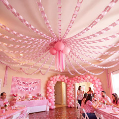 Fanfanwin 300 Sheet Gingham Paper Chain Garland Strips – 1×8 Inch DIY Pink