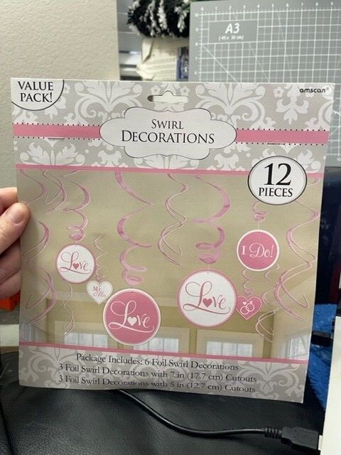 PINK WEDDING BRIDAL PARTY SWIRL DECORATIONS (12) ~ Engagement Shower Supplies