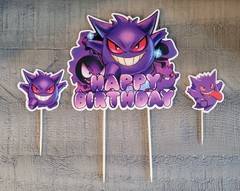 Pokemon GENGAR Happy Birthday String Banner & Cake / Cupcake Toppers (B2-G1)