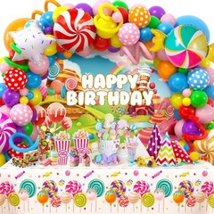 134Pcs Candyland Party Decorations Birthday Supplies Candyland Balloon Arch B…