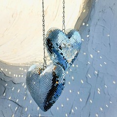 2 Pack Silver Heart-Shaped Disco Balls – 6.3″ Hanging Decor for Party, Wedding,