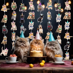 Cat Theme Garlands Kitten Birthday Party Decorations 8PCS Pet Cat Hanging Paper