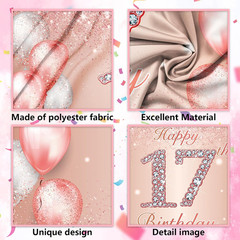 Happy 17Th Birthday Rose Gold Banner Cheers to 17 Years Old Backdrop Confetti Ba