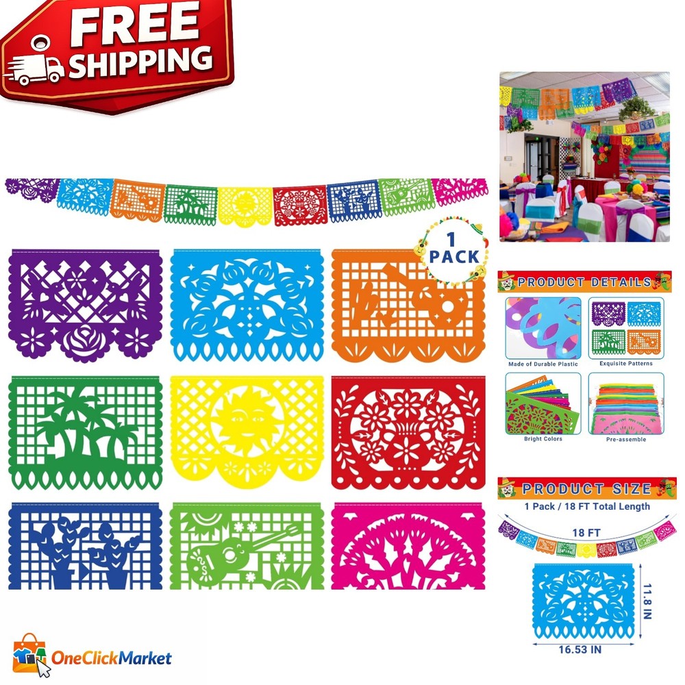 Exquisite 18 FT Fiesta Banner – 9 Double-Sided Mexican Flags for Decorations