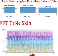 Rainbow Table Skirt Tutu Unicorn Tablecloth for Birthday Party Baby Shower