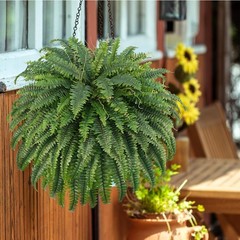 FOREST PRINCE 50″ Artificial Boston Ferns, Fake Bush 1 Pcs, 1 Pcs