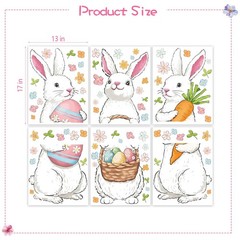 Farmhouse Easter Decorations Window Clings: Extra Large Bunny White