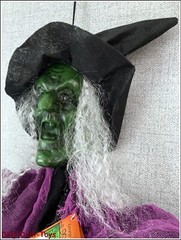 Animated Witch Hanging Halloween Decoration Light Up Sound Movement Moving Arms