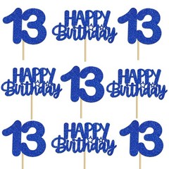Centerpiece Sticks 13th Birthday 12 PCS Blue Glitter Sign Table Topper Decor